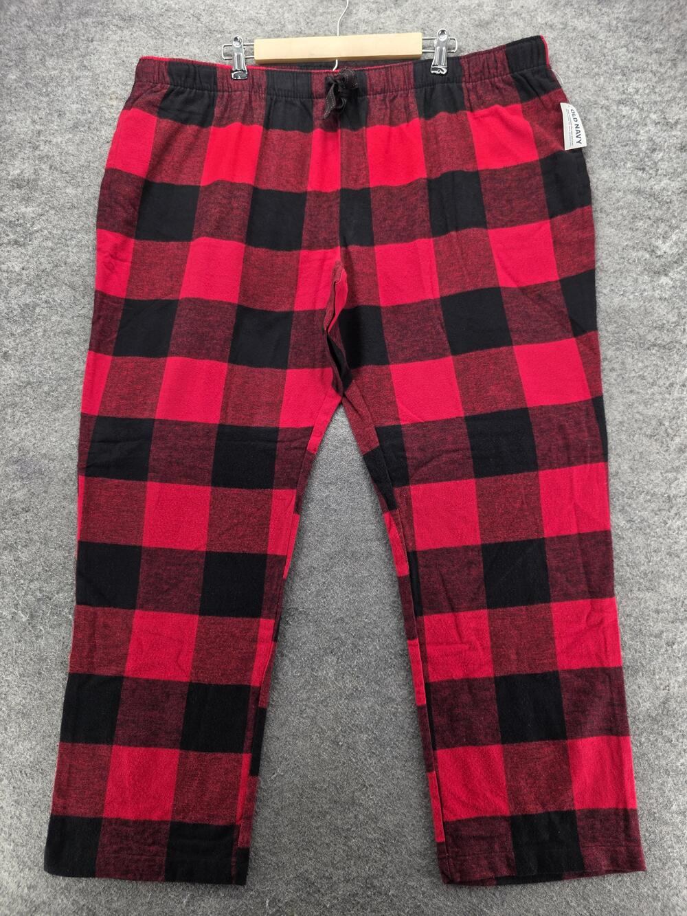 Old Navy Pajama Pants Mens 2XL Red Plaid Flannel Drawstring Lounge Sleepwear